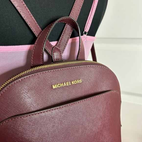 °｡⋆♡ Michael Kors Burgundy Backpack & Card Holder Wallet  2PC Set (HB-22) - Picture 6 of 12